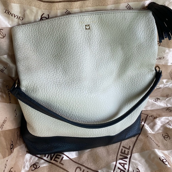 Kate Spade Navy Cream Pebble Leather Handbag - Picture 5 of 16